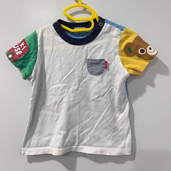 Miki House Bear Bus Print Color-block Short-sleeves T-shirt 2T - Picture 1 of 8